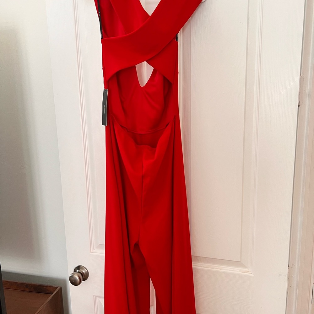 Elegant Red Cutout Jumpsuit